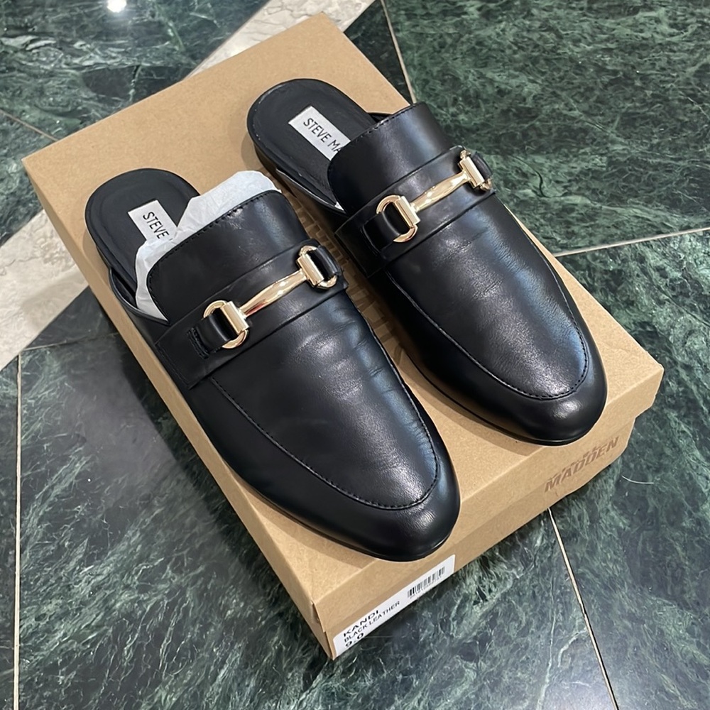 Steve Madden Kandi Black Leather Mule